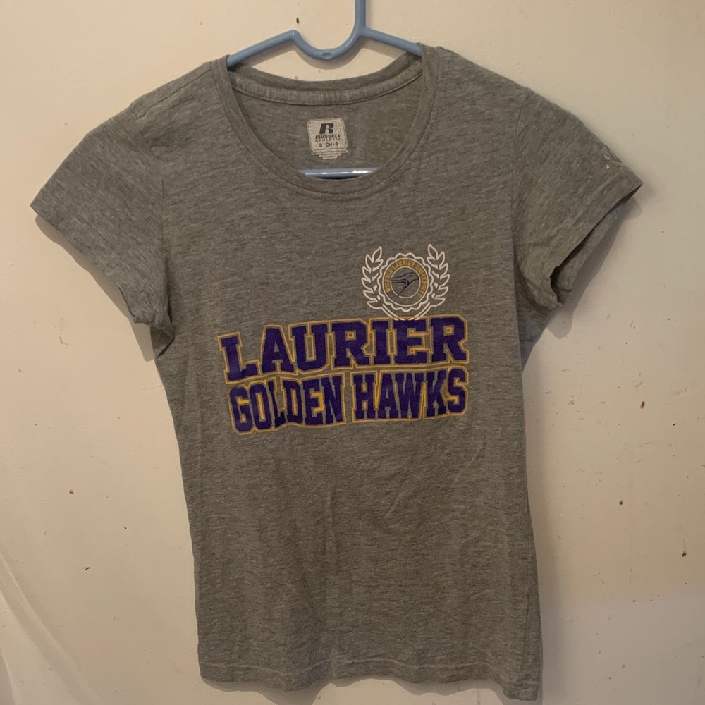 Russell Athletic Grey Laurier Golden Hawks Tee SZ S